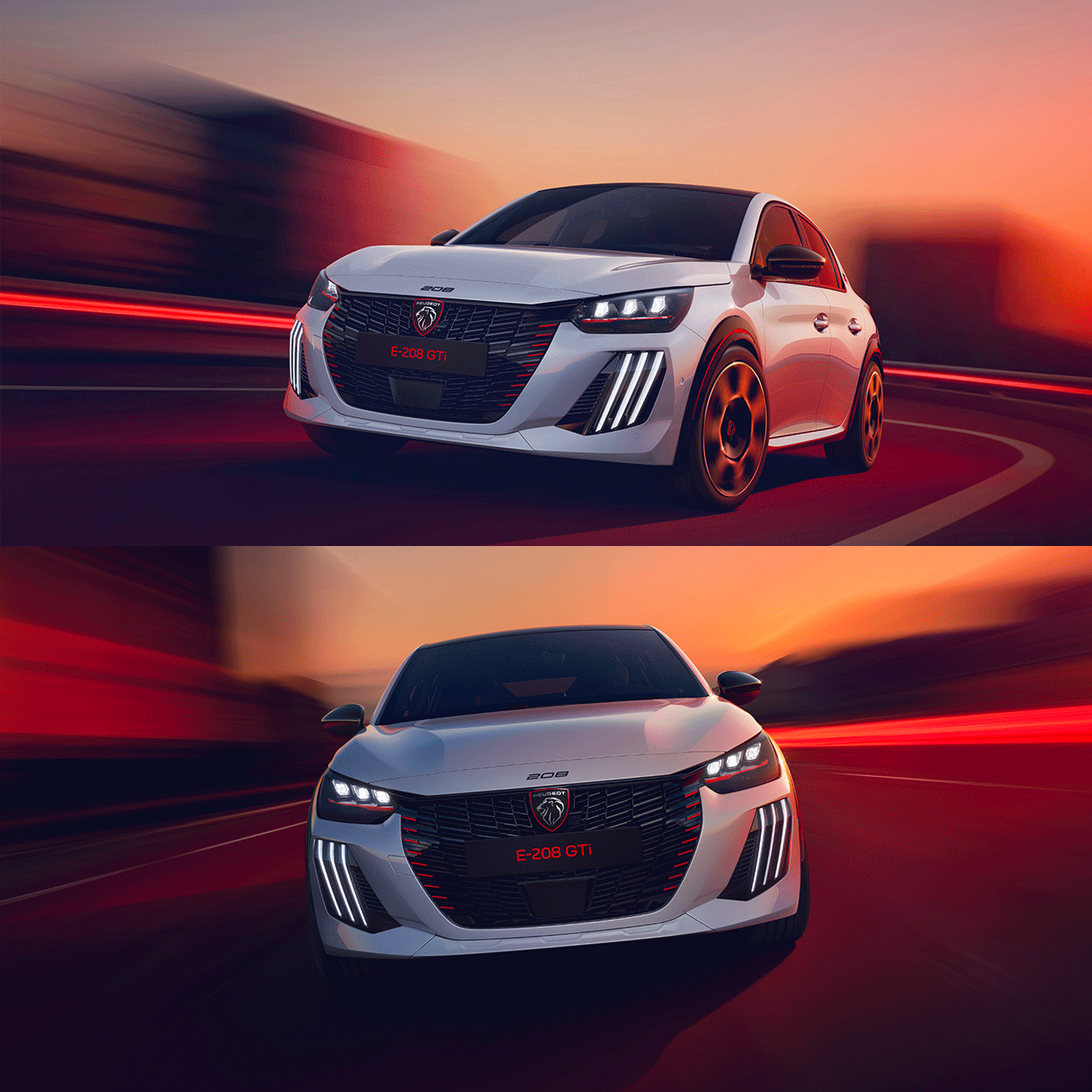 Vista traseira do novo PEUGEOT E-208 Gti