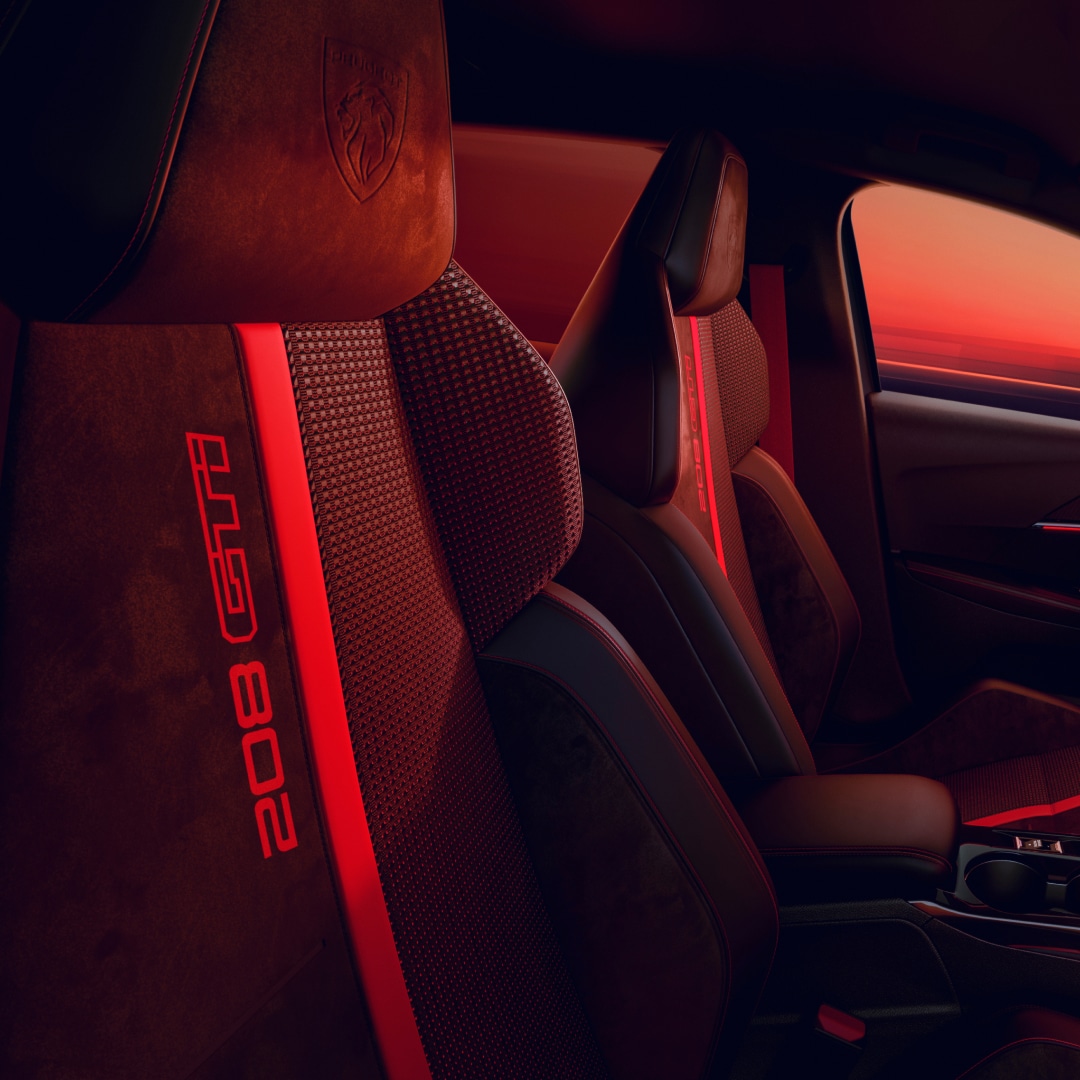Novo PEUGEOT E‑208 GTi: detalhe dos bancos