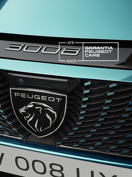 3008 front grille with PEUGEOT CARE Warranty logo